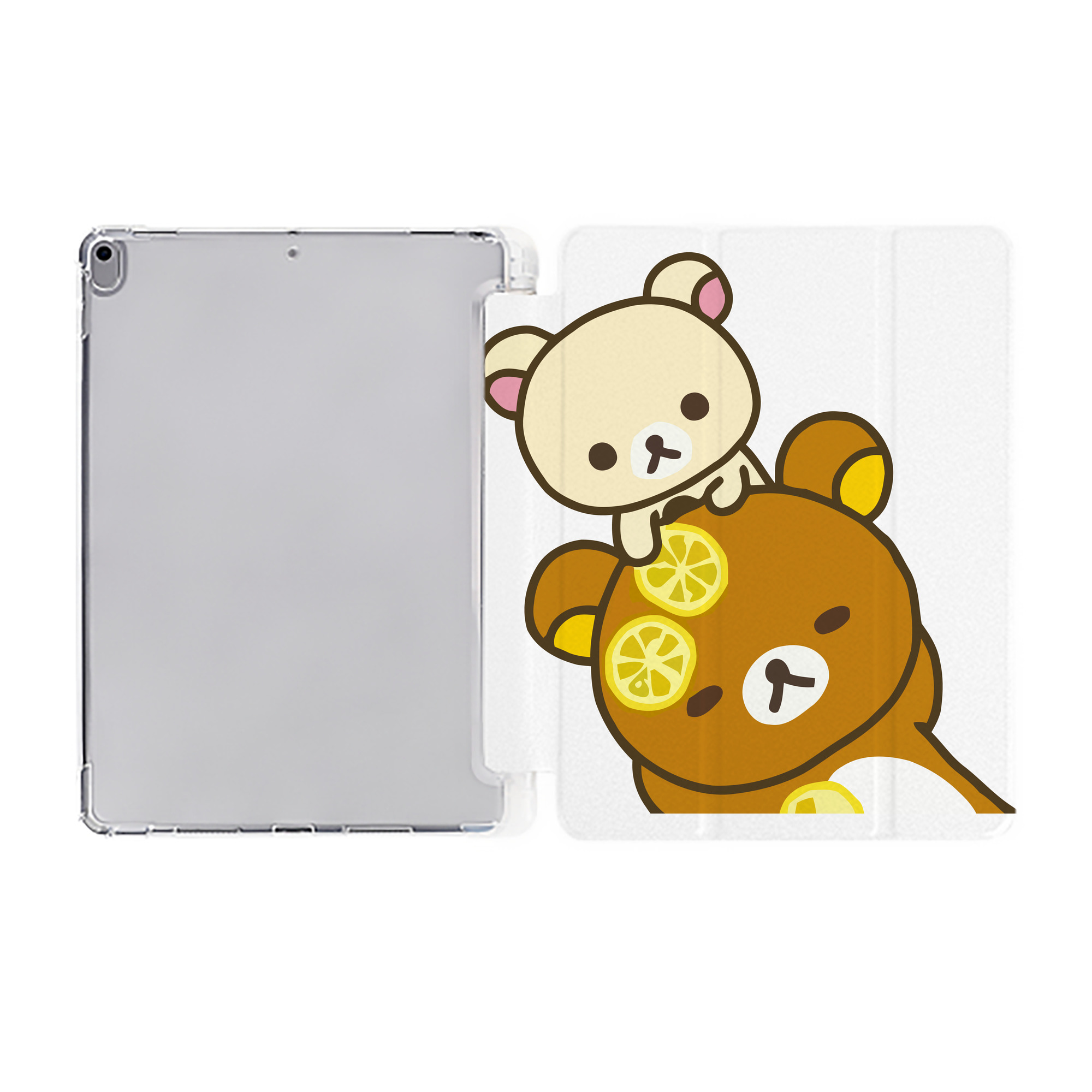 （画像用） リラックマ リラックマ キイロイトリ Rilakkuma Korilakkuma Kiiroitori IPad ケース ペン収納付き 三つ折りスタンド PUレザー×シリコン 対応機種9.5/10.5/10.9インチ